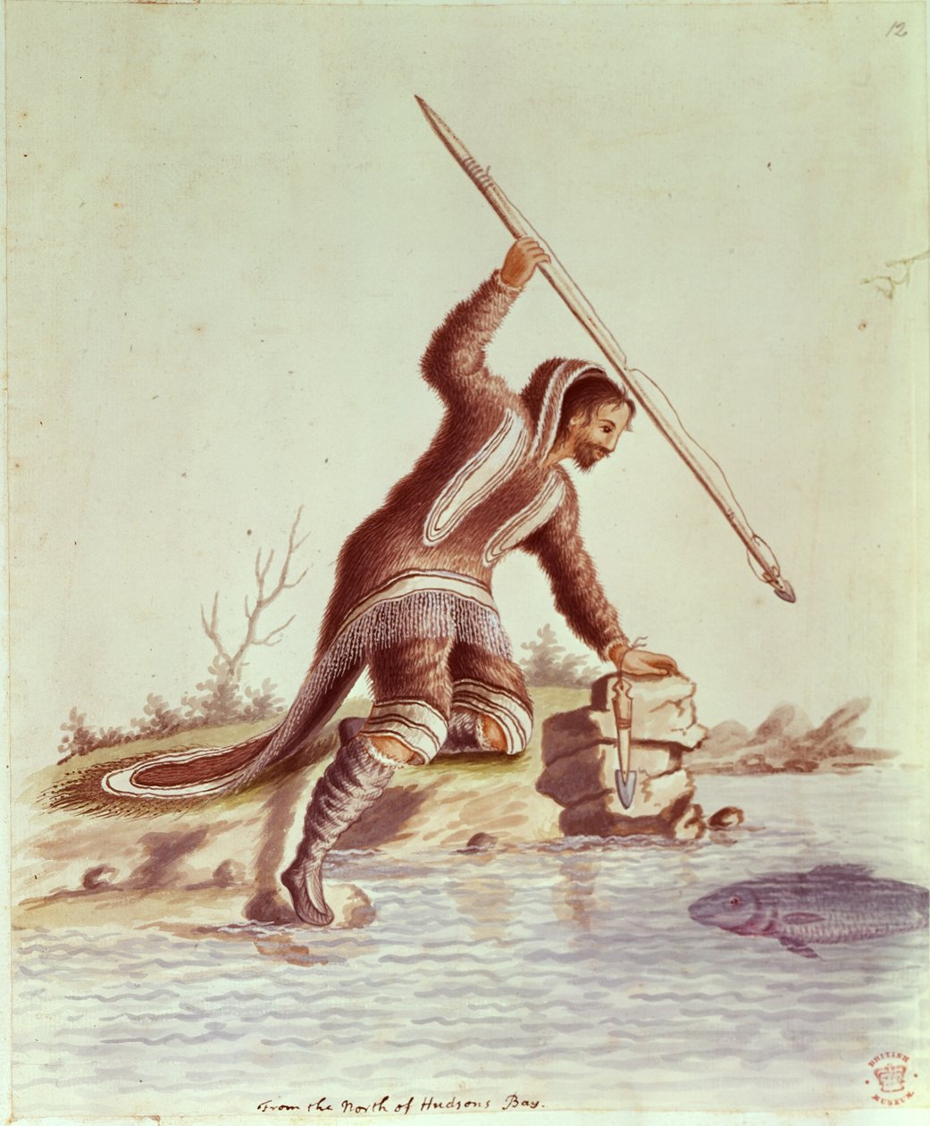 Inuit beim Fische stechen von School English