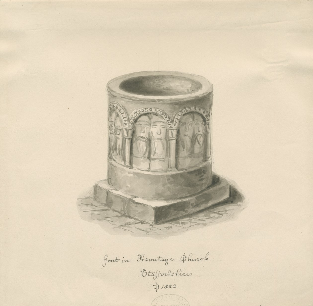 Armitage Kirche - Südportal (Stich) von School English