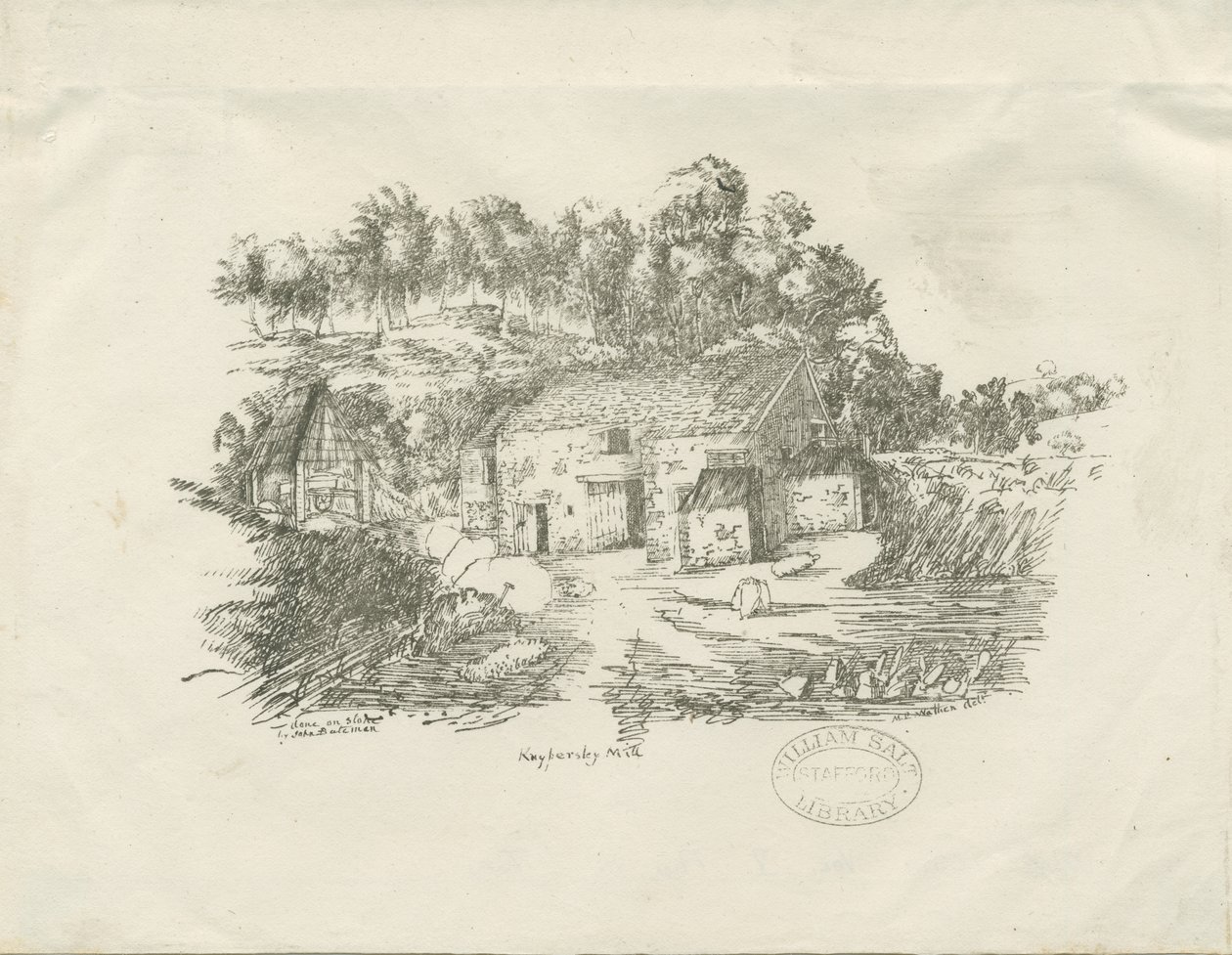 Biddulph - Knypersley Mill: Lithografie von School English