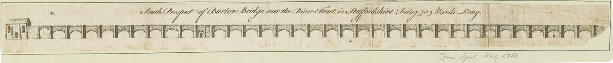 Burton-upon-Trent Brücke und Stadt (Stich) von School English