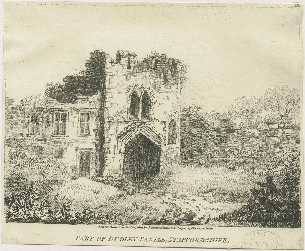 Dudley Castle - Das Torhaus: Lithographie, nd [ca. 1801] (Druck) von School English