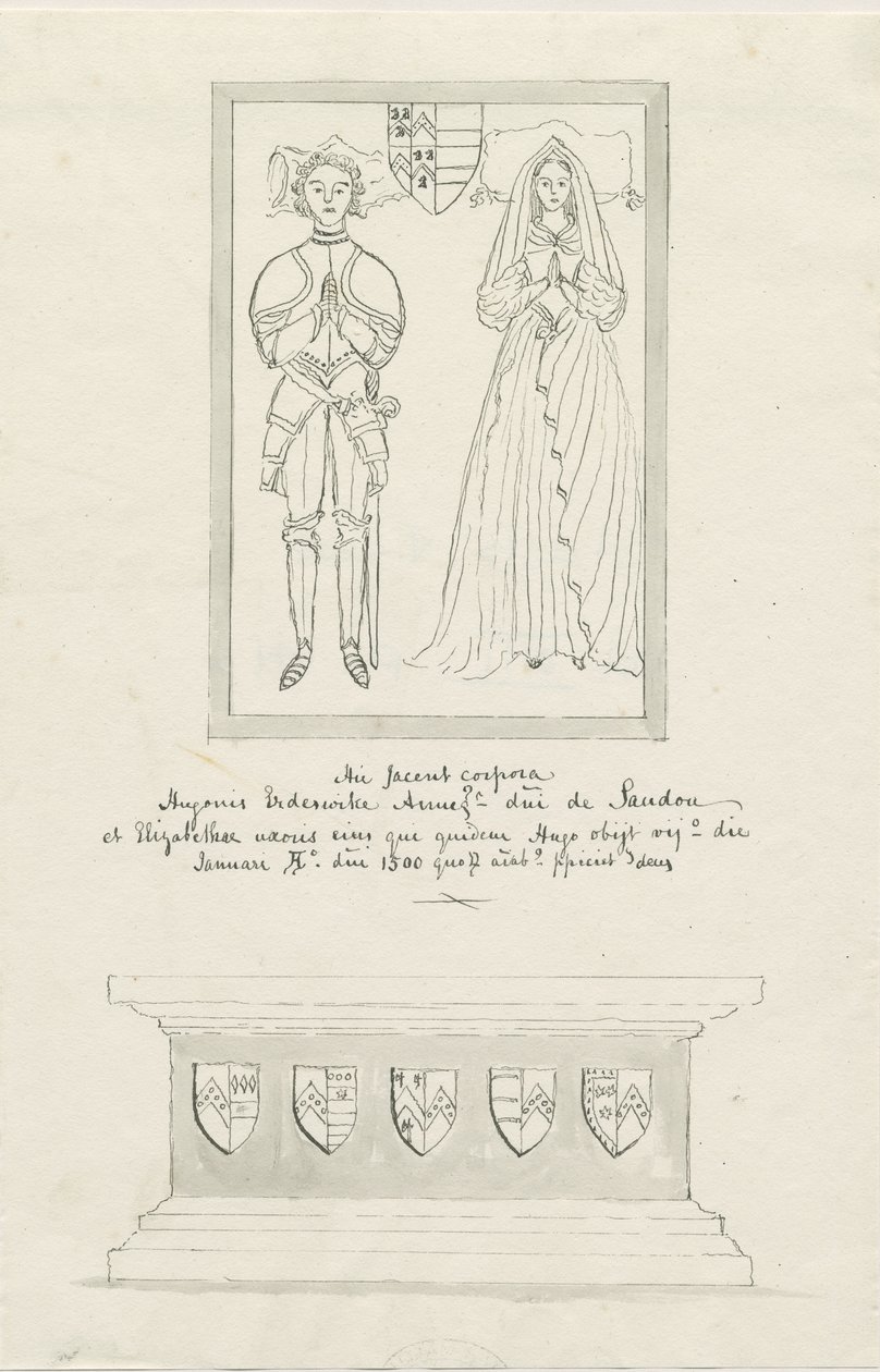 Sandon Kirche - Grab von Hugh Erdeswicke und Elizabeth Harcourt von School English