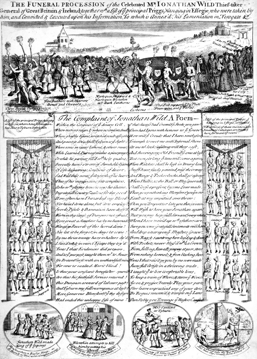 Der Leichenzug von Jonathan Wild (Gravur) (s/w Foto) von School English