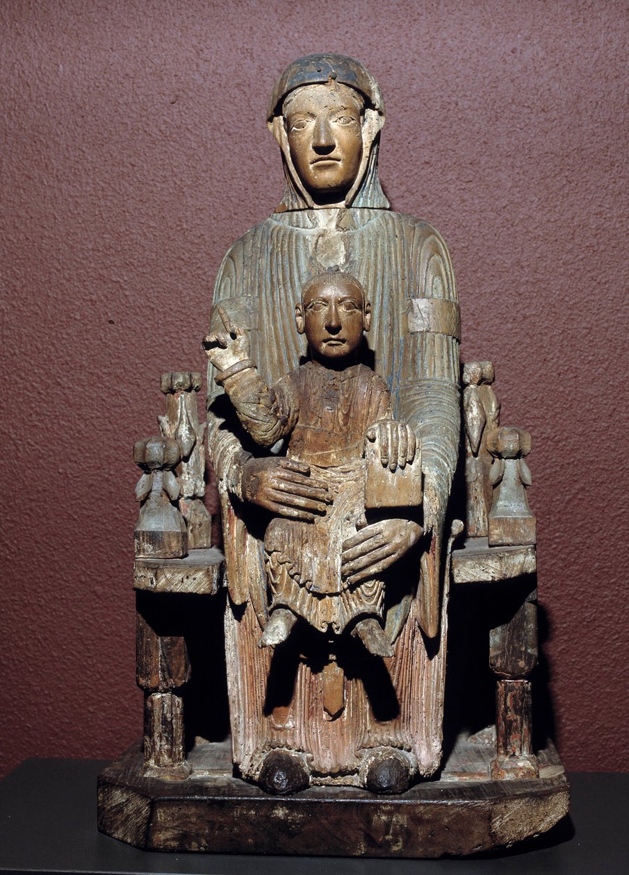 Kunst Frankreich: Jungfrau in Majestät, geschnitzte Eiche (Auvergne), Mittelalter. Riom, Musée Francisque Mandet von School French