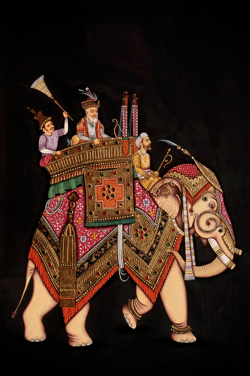 Miniaturmalerei von Kaiser Shah Jahan auf Papier von School Indian