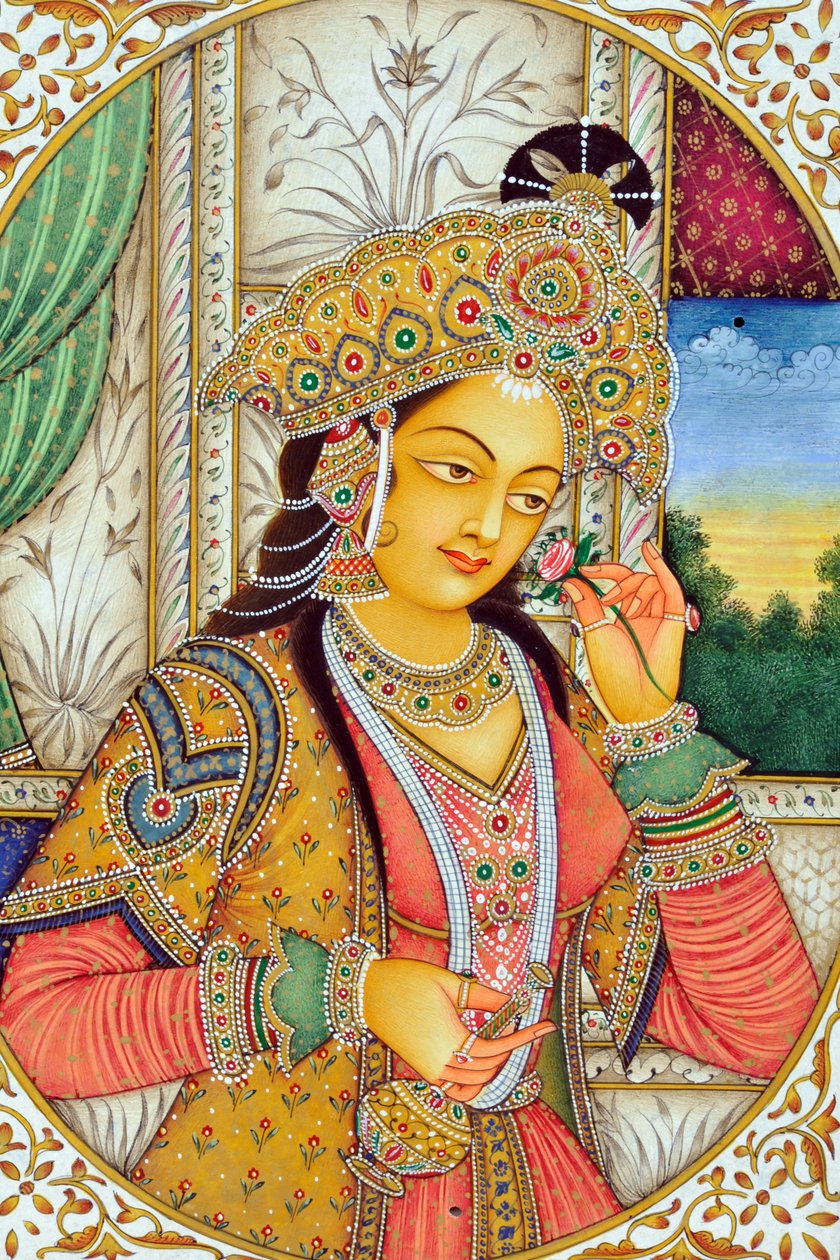 Miniaturmalerei der Mughul-Königin Mumtaj, Indien von School Indian