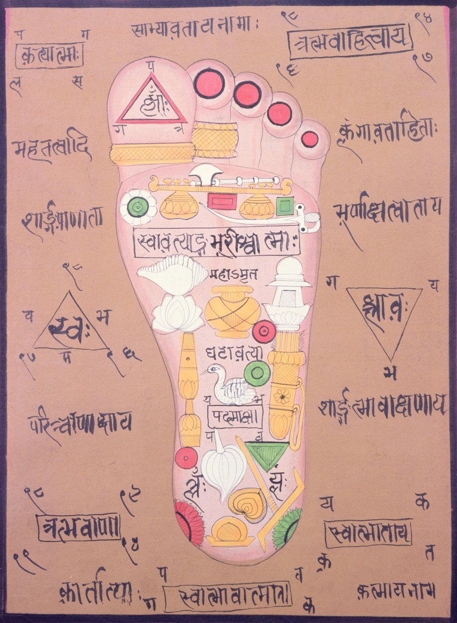 Tantrisches Diagramm des rechten Fußes von School Indian