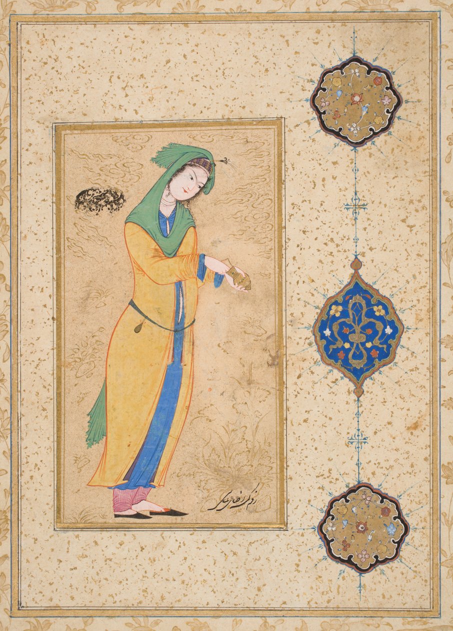 Houri im Garten stehend von School Iranian