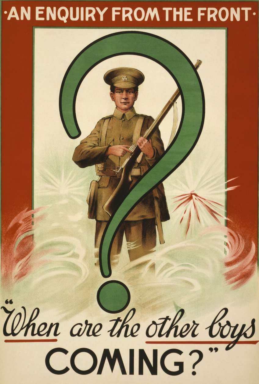 Rekrutierungsplakat des Großen Krieges, herausgegeben in Irland von School Irish