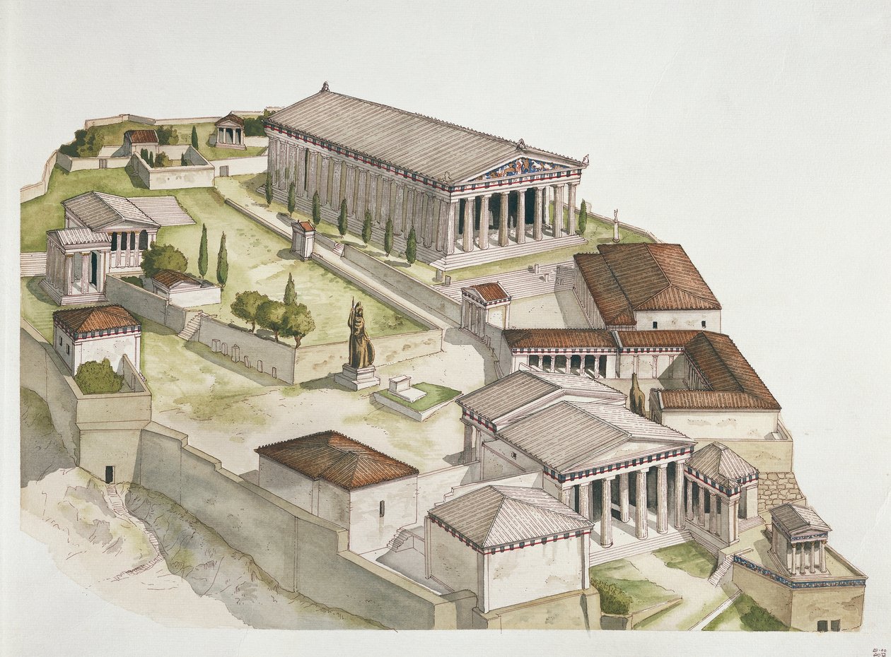 Antikes Athen - Rekonstruktion der Akropolis, 5. Jahrhundert v. Chr. von School Italian