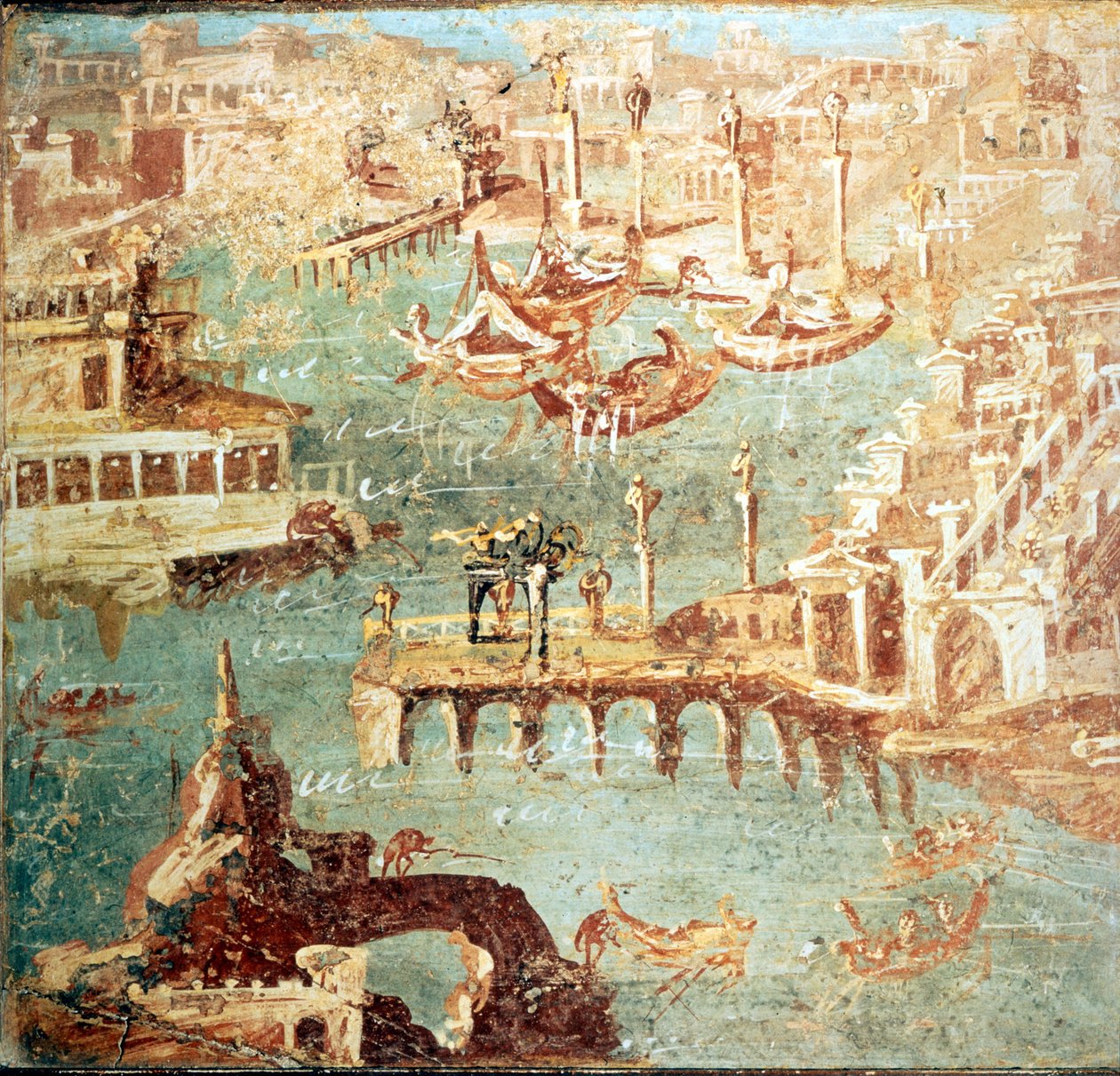 Hafen von Pozzuoli nahe Neapel. Museo Nazionale de Naples von School Italian