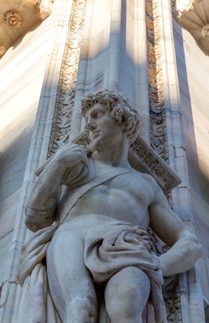 Telamon an der Fassade des Mailänder Doms, Lombardei, Italien (Detail) von School Italian