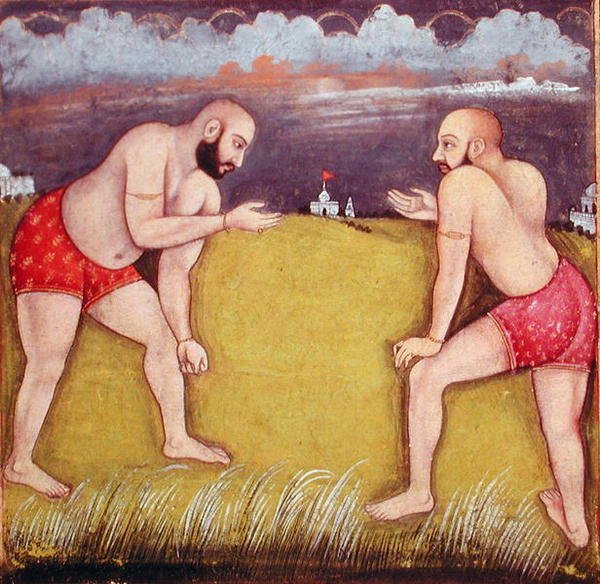 Zwei Ringer, frühes 19. Jahrhundert von School Mughal