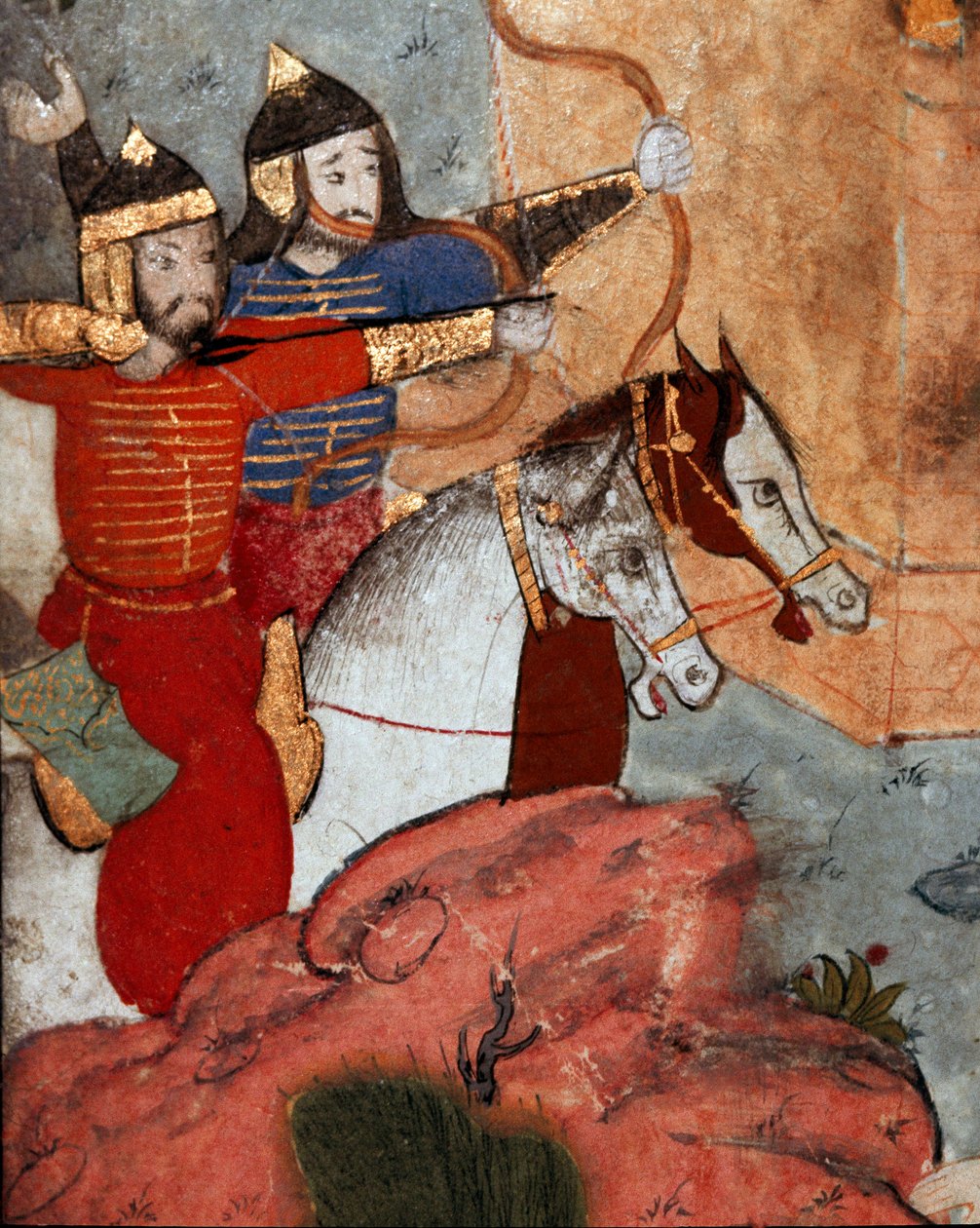 Die Bogenschützen des mongolischen Anführers Tamerlan während der Schlacht von Ankara (Detail) von School Ottoman