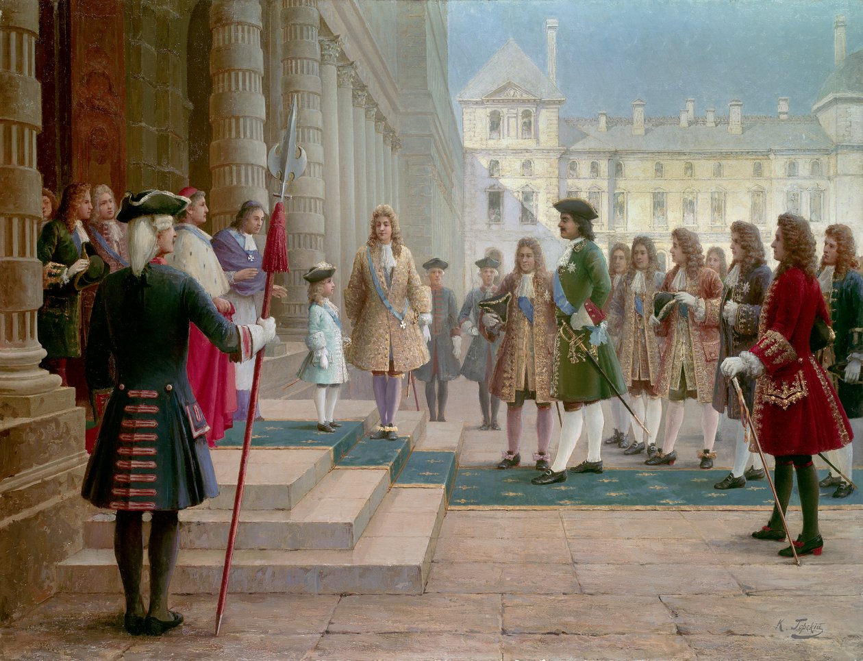 Zar Peter der Große (1672-1725) wird 1717 von Ludwig XV. als Kind in Versailles empfangen von School Russian