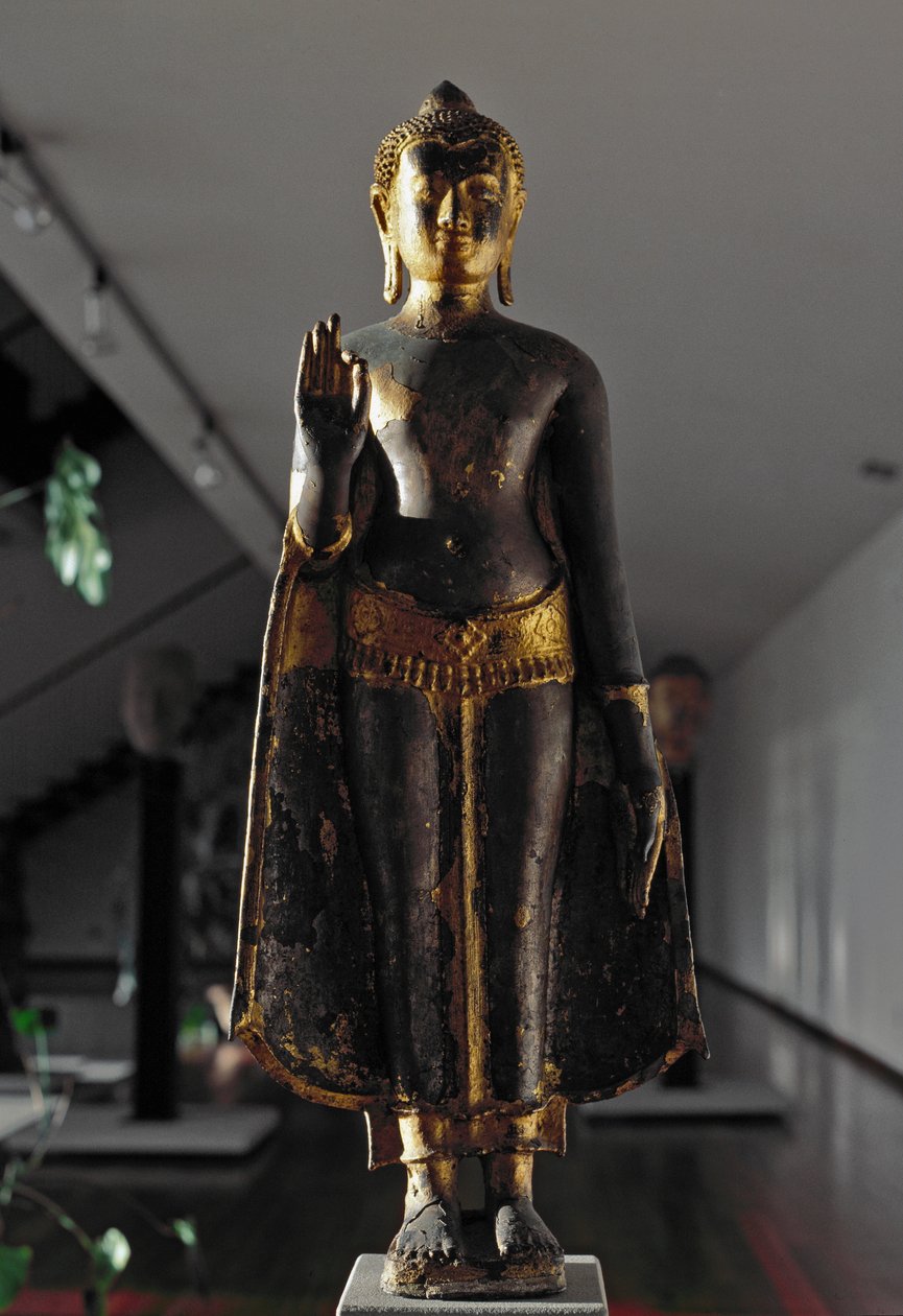 Abhyamudra-Buddha im Lopburi-Stil von School Siamese