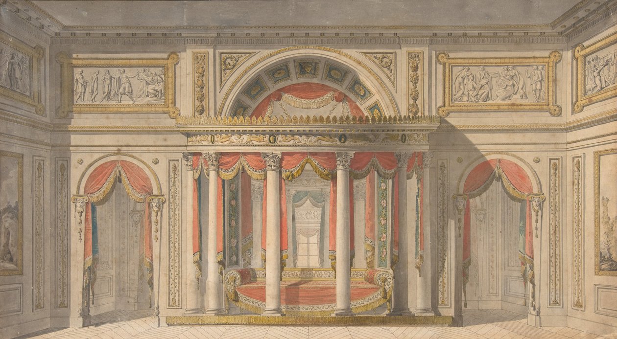 Entwurf für ein Schlafzimmer, 1785-1838 von School of Charles Percier