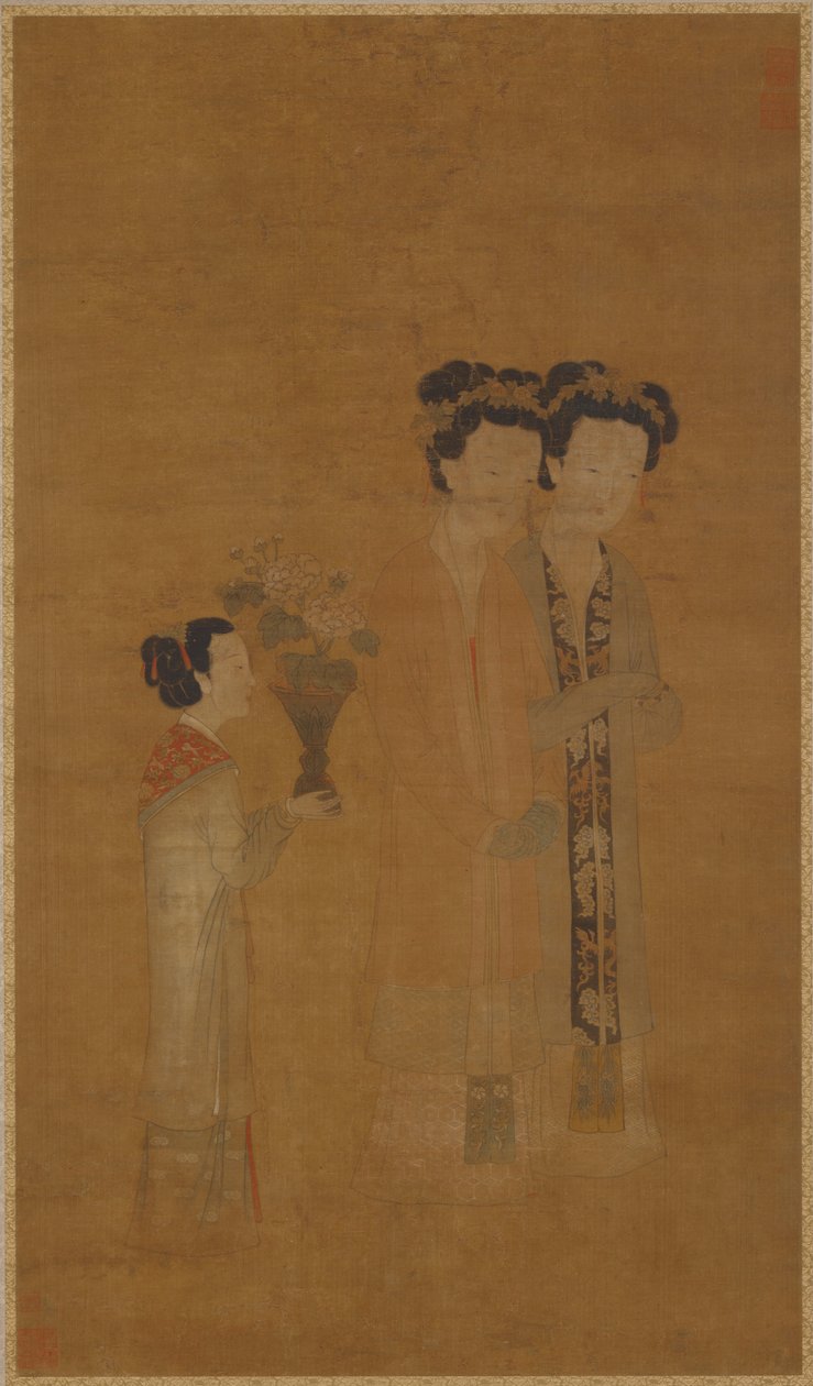 Hofdamen und Begleiterin, Ming-Dynastie, 16. Jahrhundert von School of Tang Yin