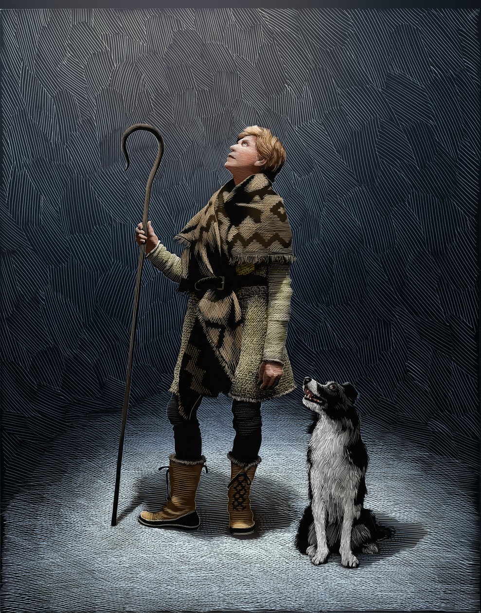 Schäfer mit einem Border Collie von Scott McKowen