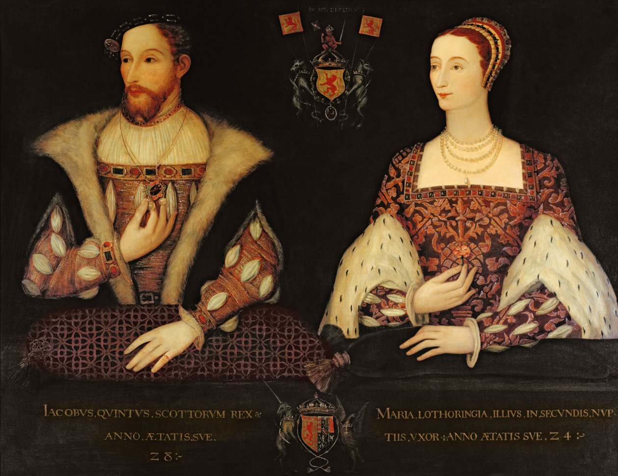 Kopie des Original-Doppelporträts von Marie de Guise (1515-60) und König James V. (1512-42), in Auftrag gegeben von Lord Bute, 1895 von Scottish School