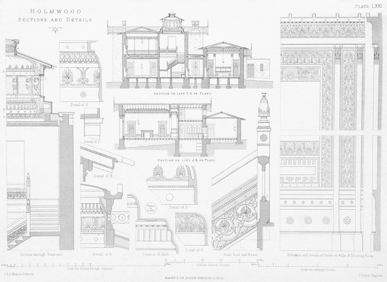 Außen- und Innenansicht von Holmwood, Glasgow von Scottish School