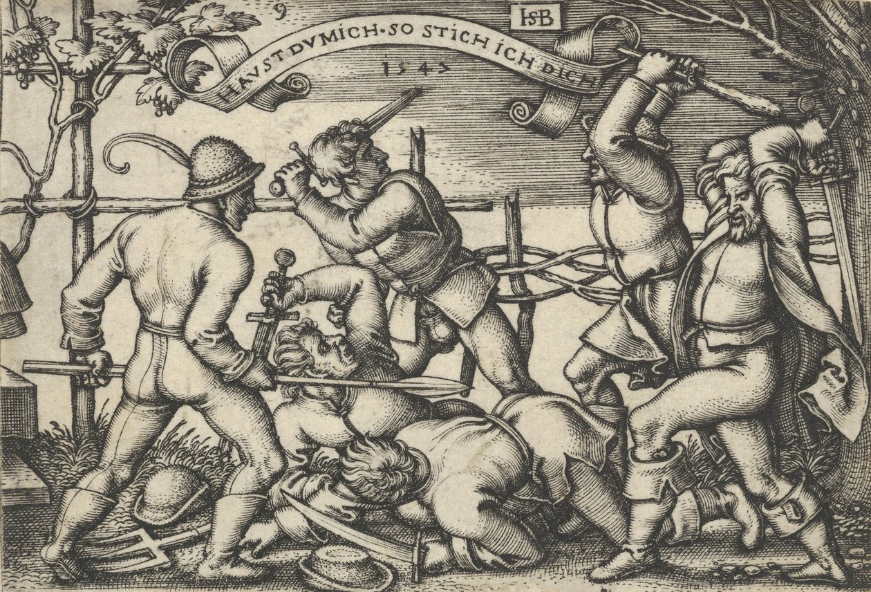 Bauernschlägerei, aus Das Bauernfest oder die zwölf Monate, 1547 von Sebald Beham
