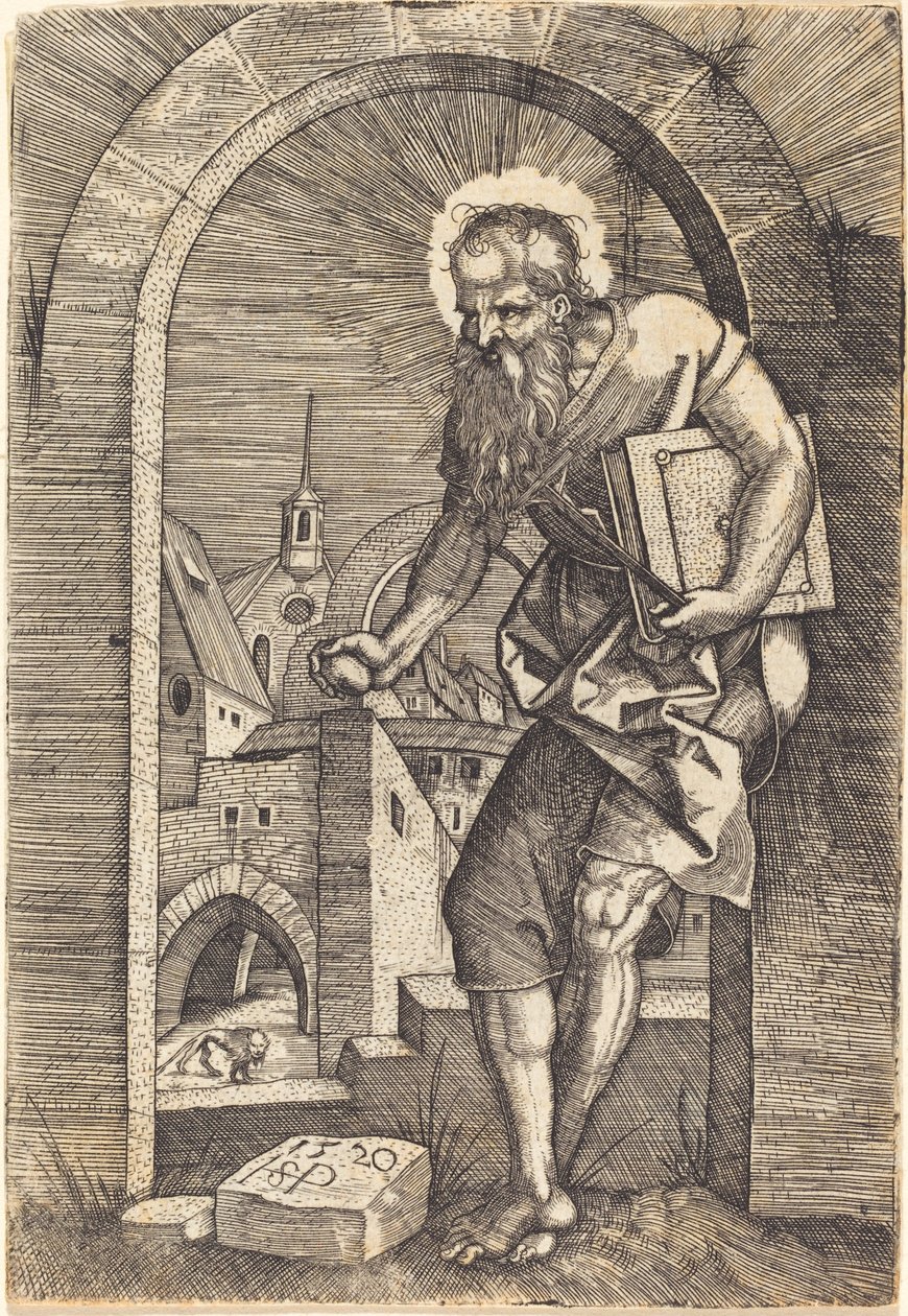 Sankt Hieronymus am Bogen von Sebald Beham: Kunstdruck