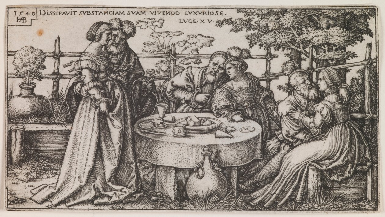Der verlorene Sohn verschwendet sein Vermögen von Sebald Beham