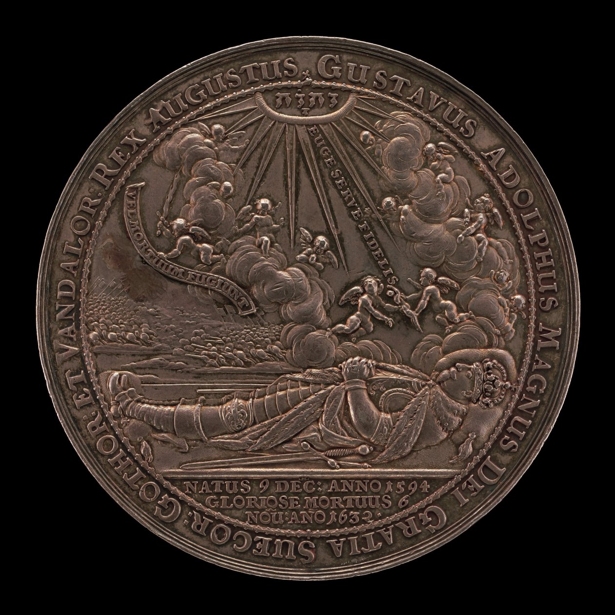 Tod von Gustav II. Adolf, 1594-1632, König von Schweden 1611 [Vorderseite], 1634 von Sebastian Dadler