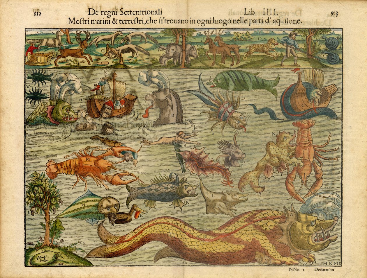 See- und Landmonster von Sebastian & Magnus Olaus (1490-1557) Münster