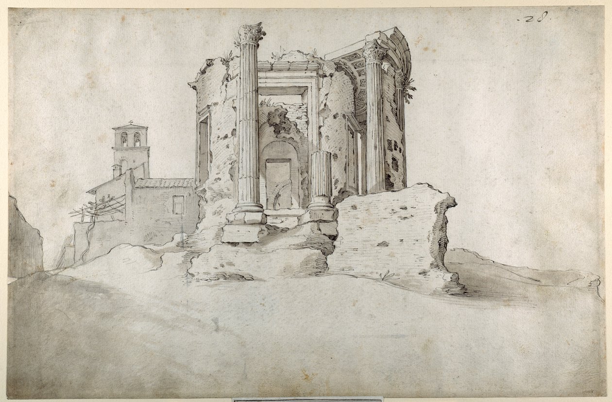 Ruinen des Tempels der Tiburtinischen Sibylle in Tivoli von Sebastian Vrancx