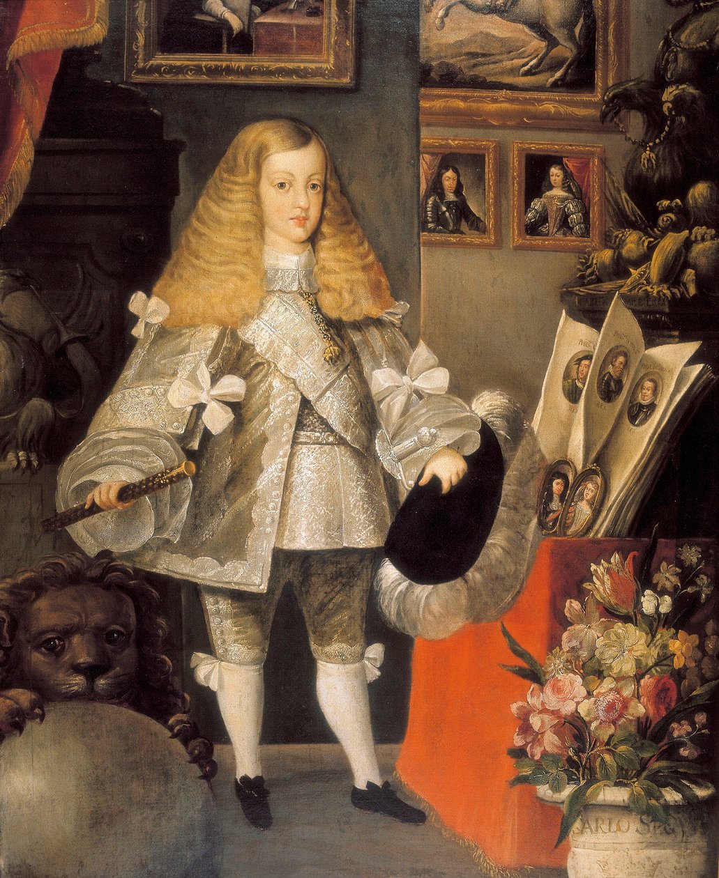Porträt von Karl II. von Spanien (1661-1700) als Kind (Detail) von Sebastian de (attr.to) Herrera Barnuevo