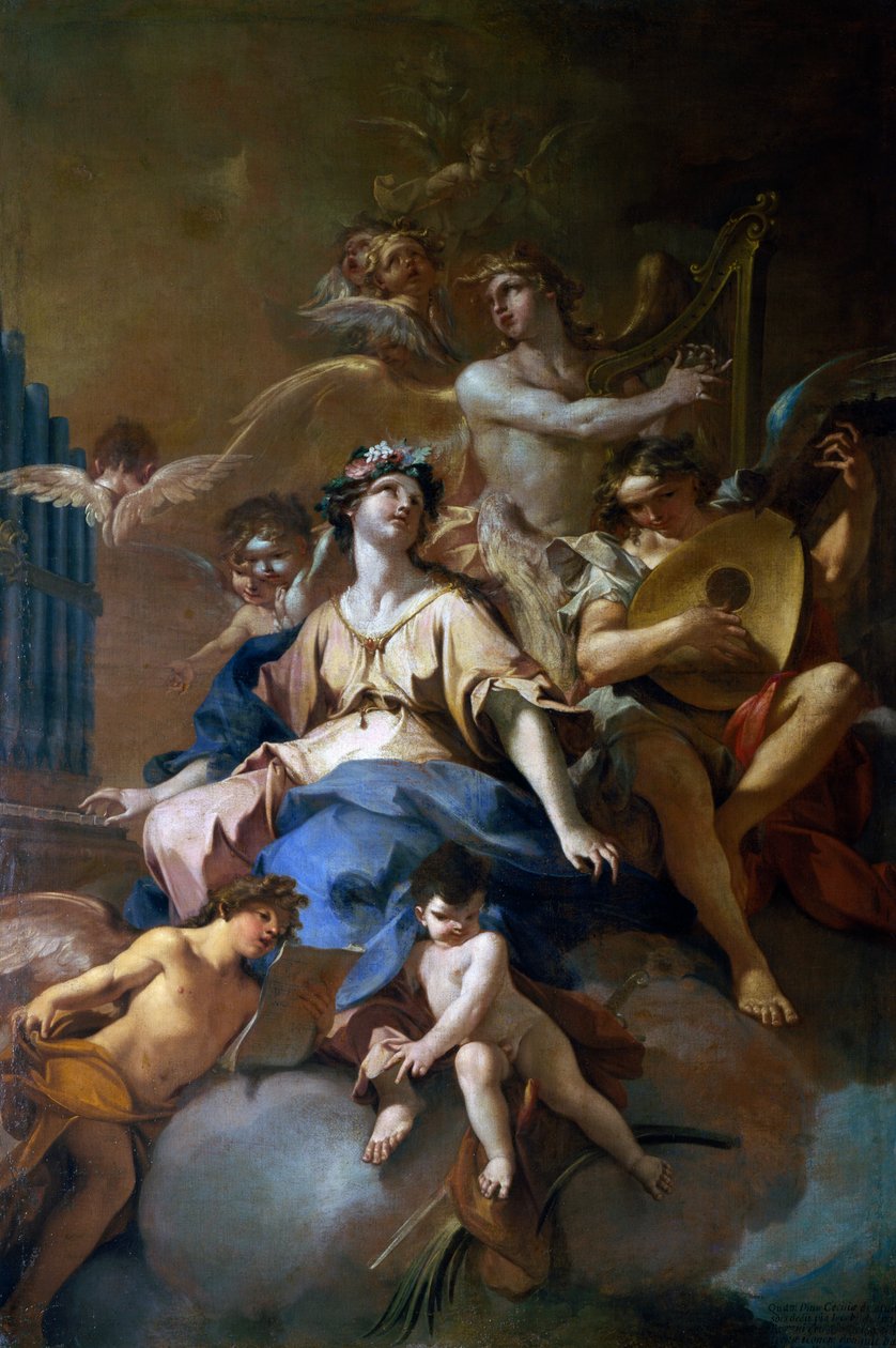 Herrlichkeit der Heiligen Cäcilia mit musikalischen Engeln von Sebastiano Galeotti