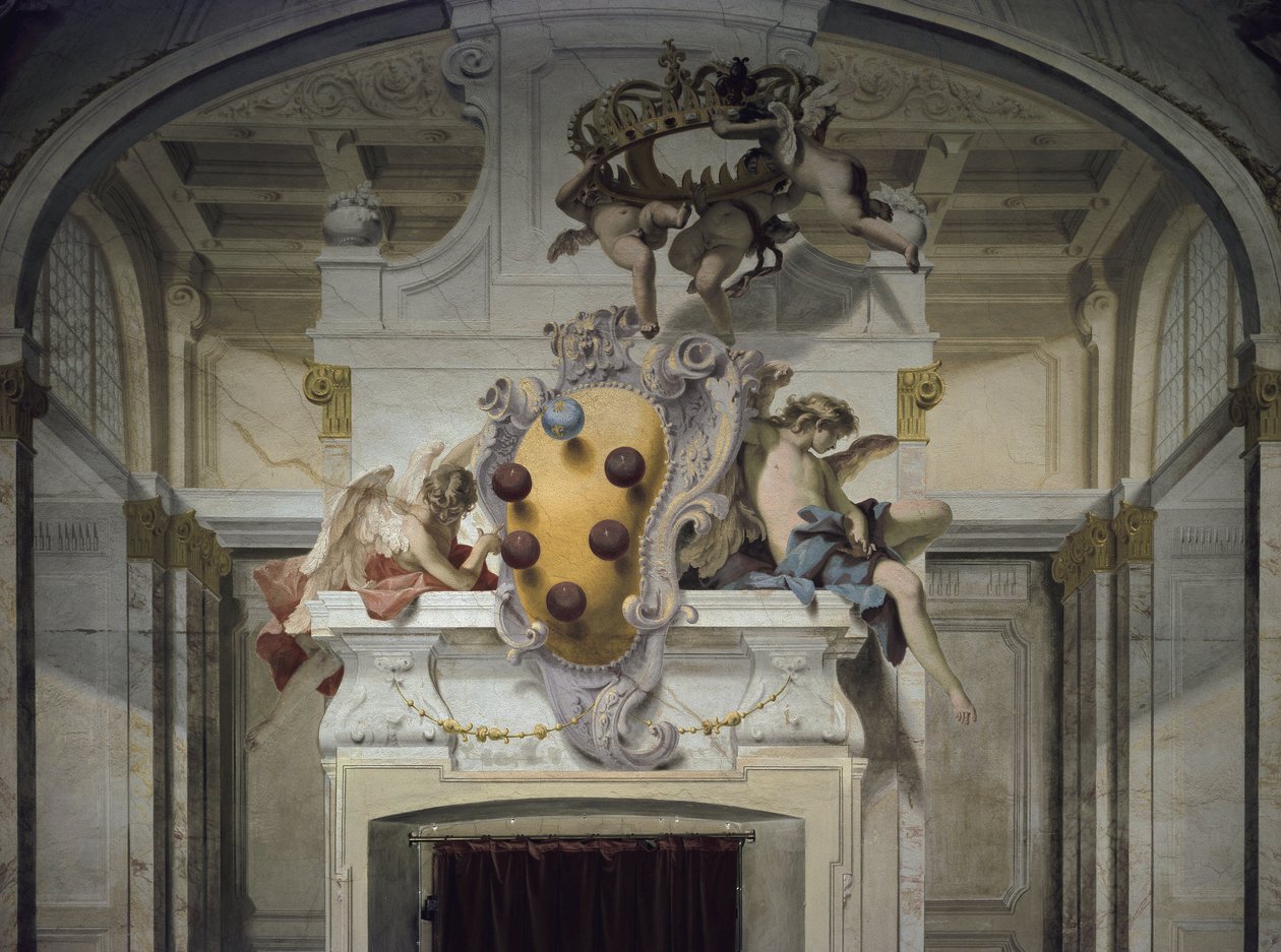 Medici-Wappen. Fresko von Sebastiano Ricci, circa 1707-1708 von Sebastiano Ricci