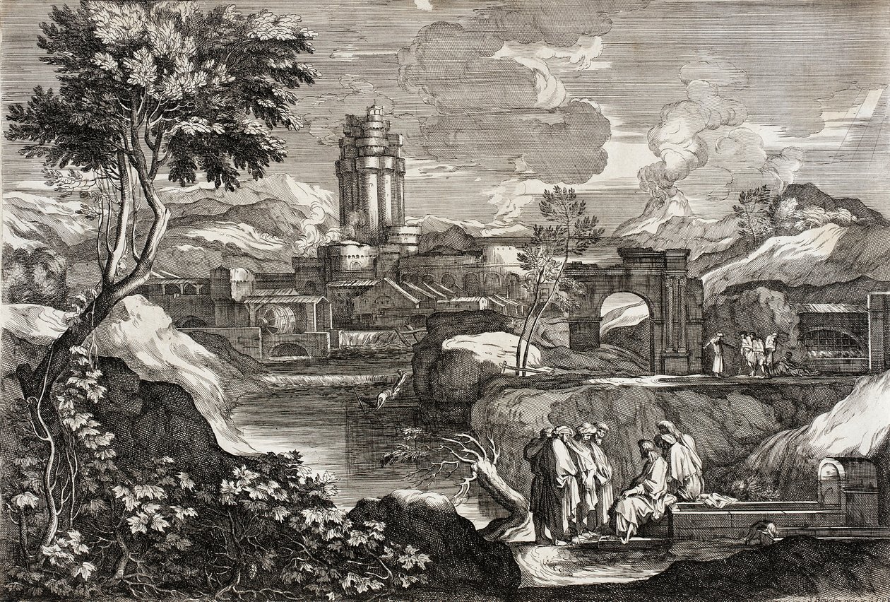 Landschaft mit Josef in Ägypten von Sébastien Bourdon