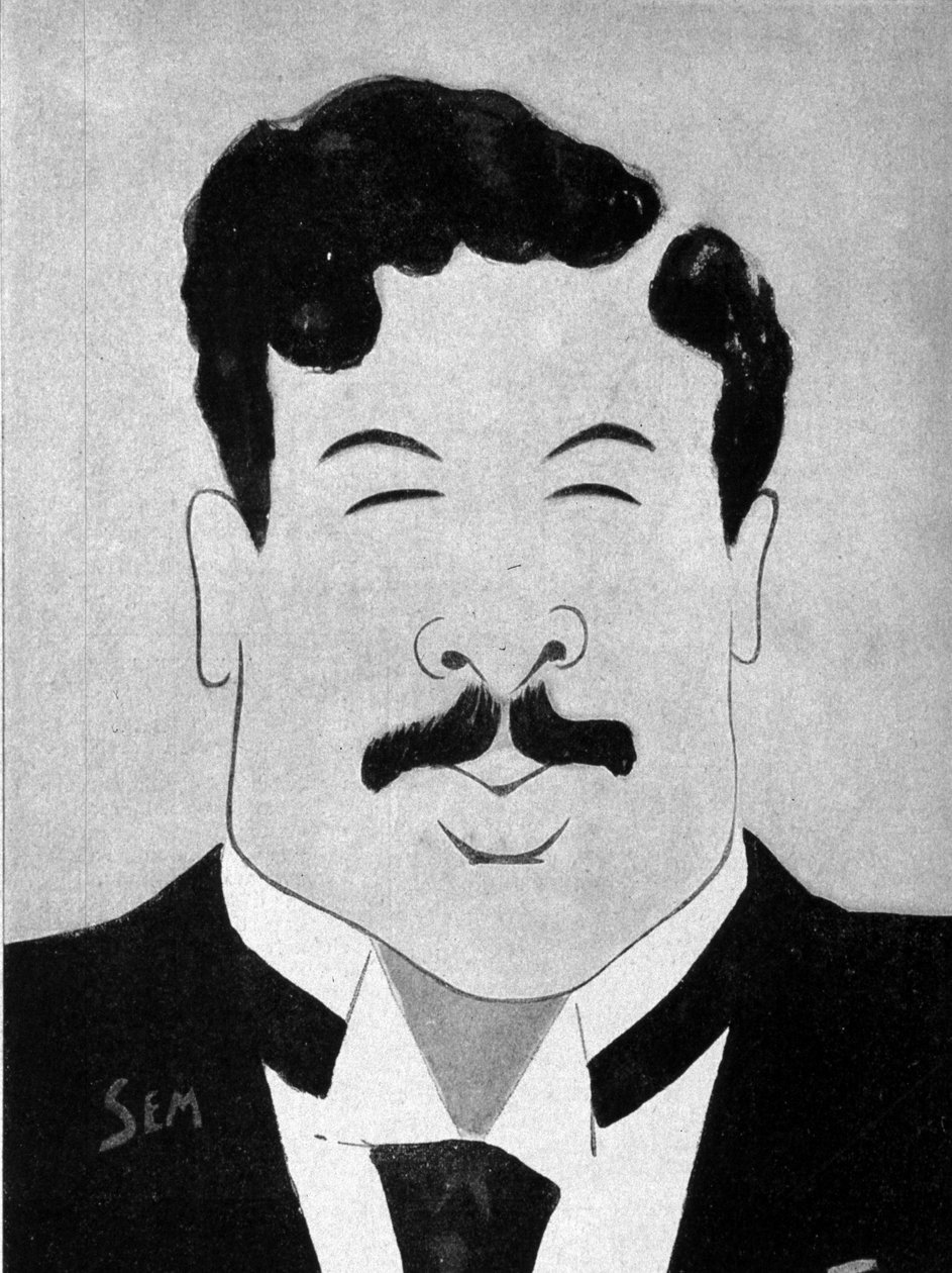 Karikatur des Dramatikers Maurice Donnay (1859 - 1945) von Sem (1863 - 1934) von Sem