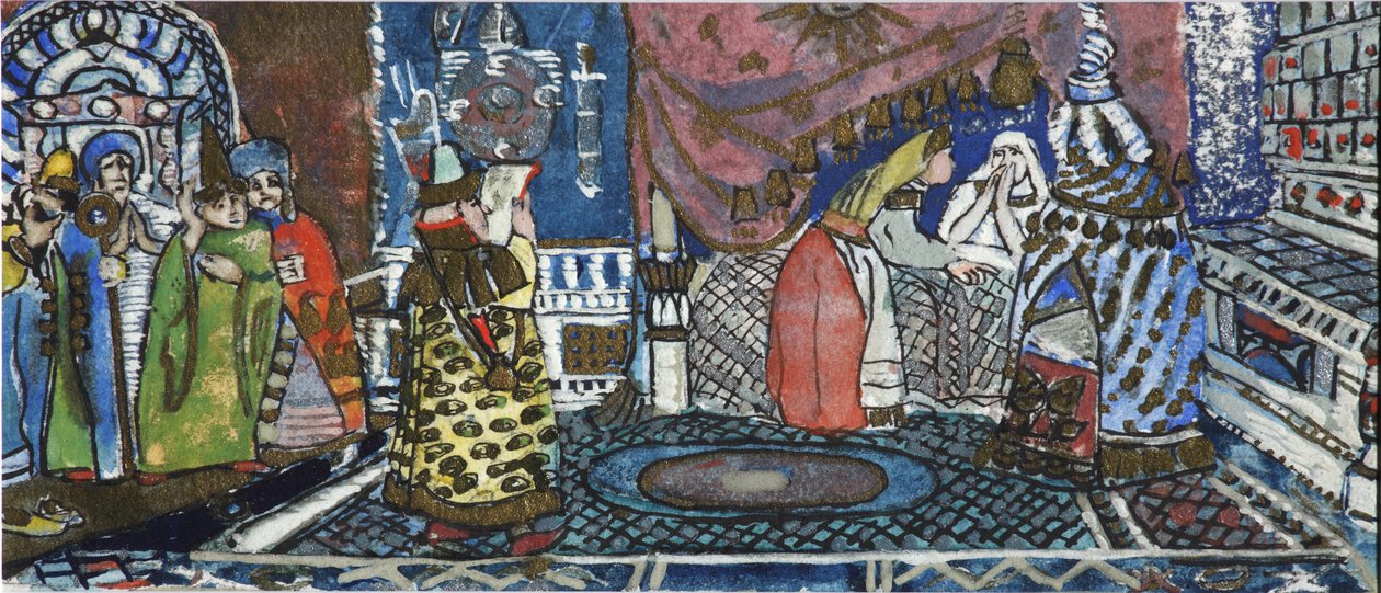 Illustration für das Märchen vom Zaren Saltan von A. Puschkin von Sergei Vasilievich Malyutin