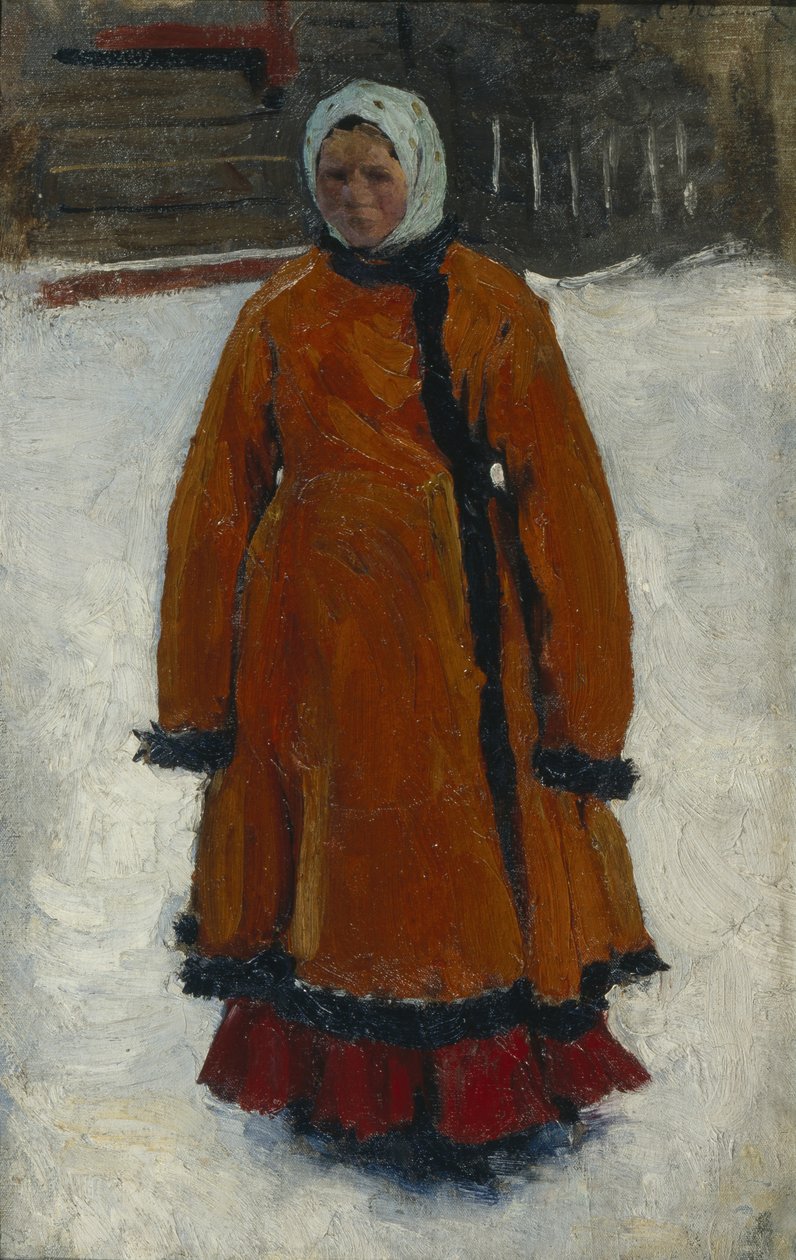 Das Mädchen im roten Pelzmantel, 1903-1906 von Sergej Vasilevic Ivanov