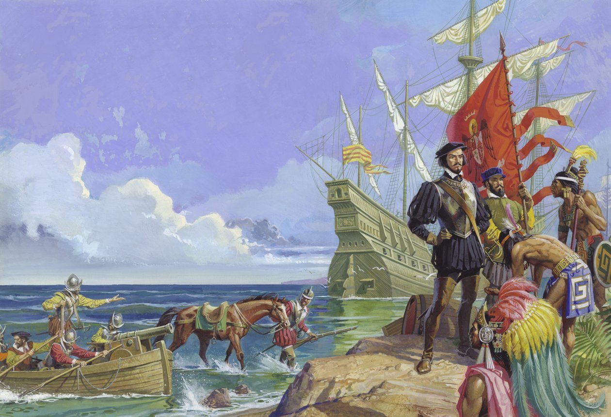 Hernando Cortes Ankunft in der Neuen Welt von Severino Baraldi