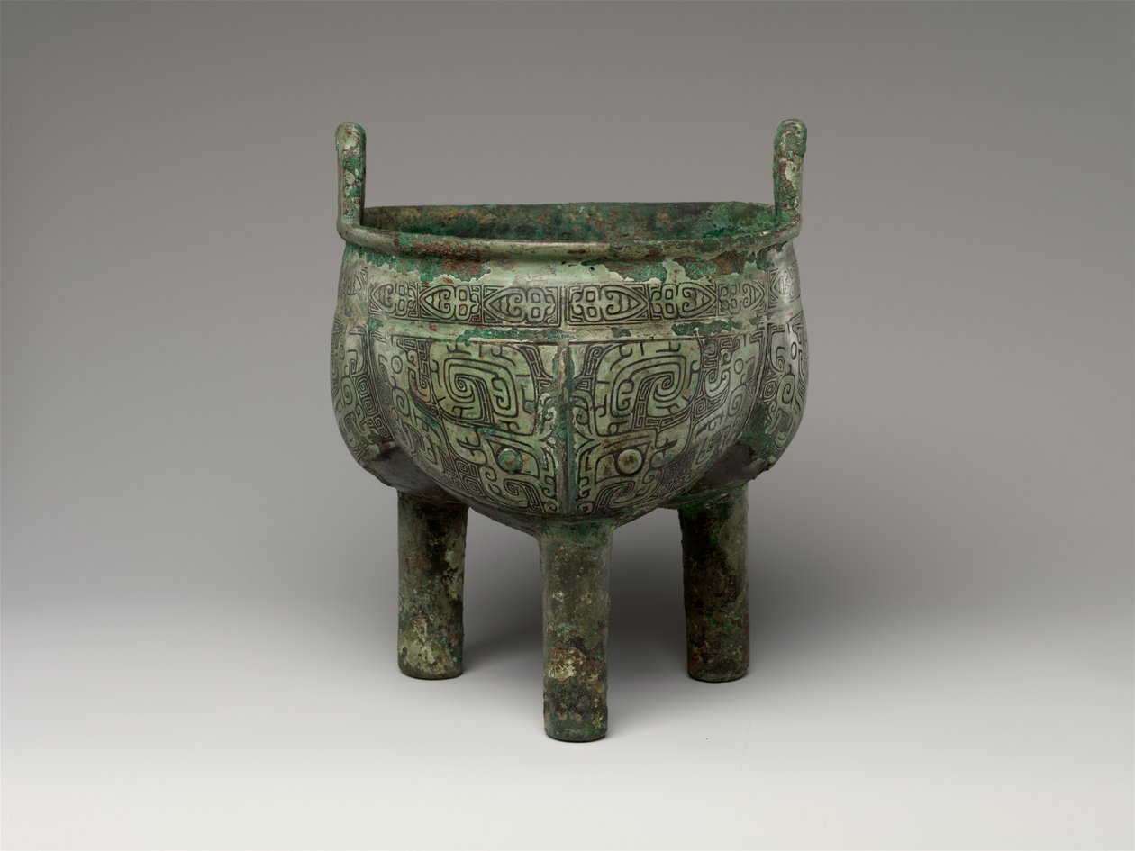 Lobierter Dreifußkessel, späte Anyang-Periode von Shang Dynasty Chinese School