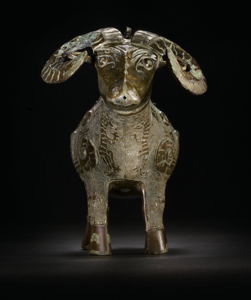 Rituelles Widder-Weingefäß, Gong von Shang Dynasty Chinese School