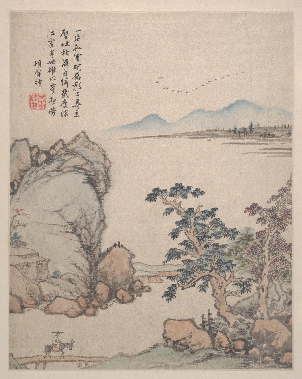 Landschaften, Blumen und Vögel, datiert 1639 von Shengmo Xiang