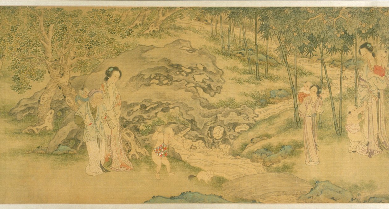 Frauen und Kinder im Garten von Shi Wang