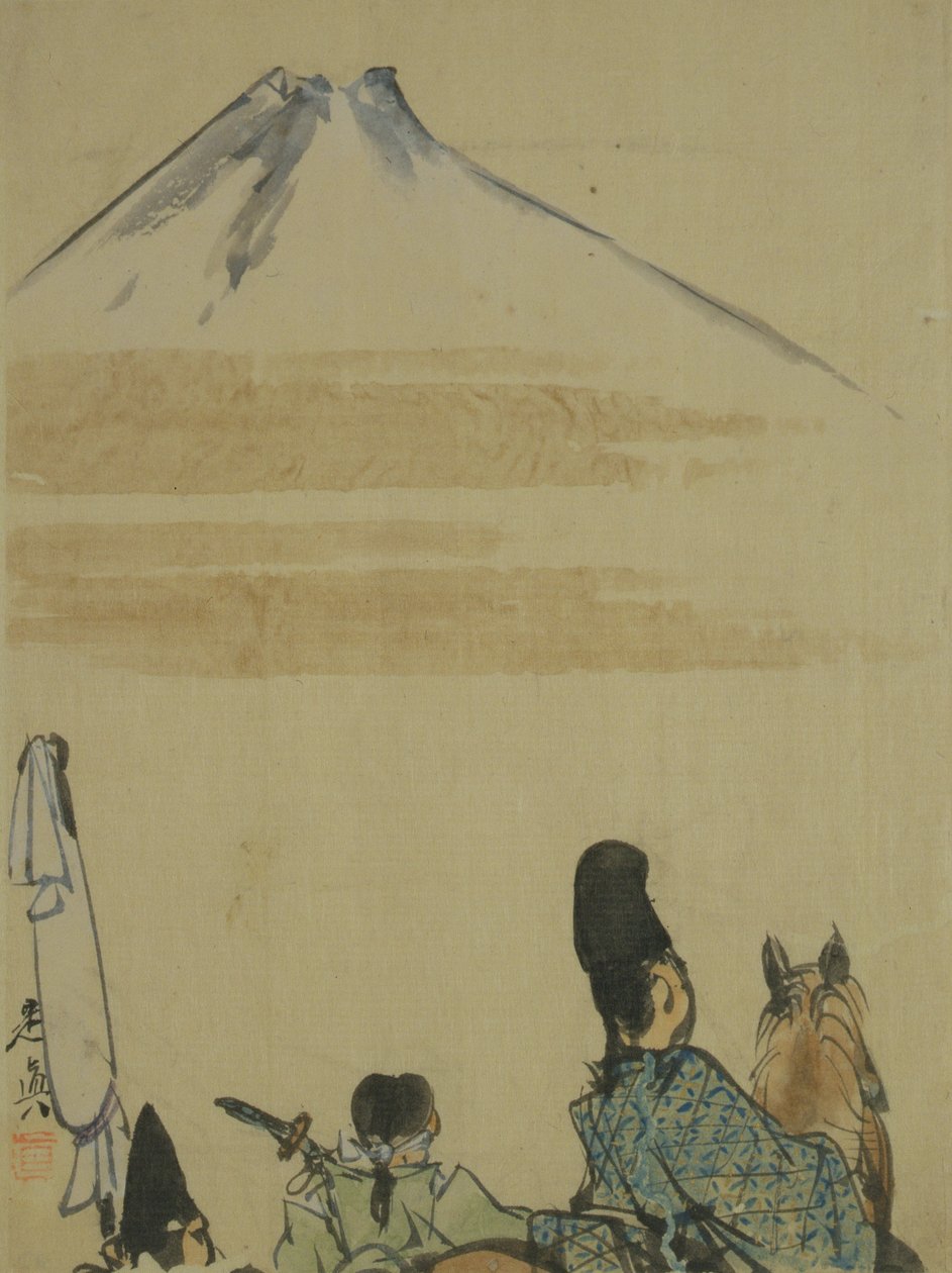 Reisende in der Nähe des Berges Fujiyama, ca. 1872 von Shibata Zeshin