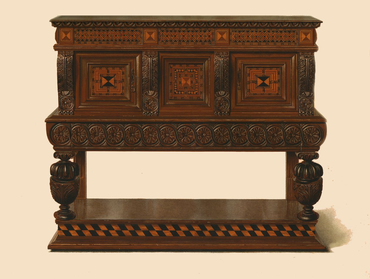 Walnuss- und Eichenbuffet, 1904 von Shirley Charles Llewellyn Slocombe