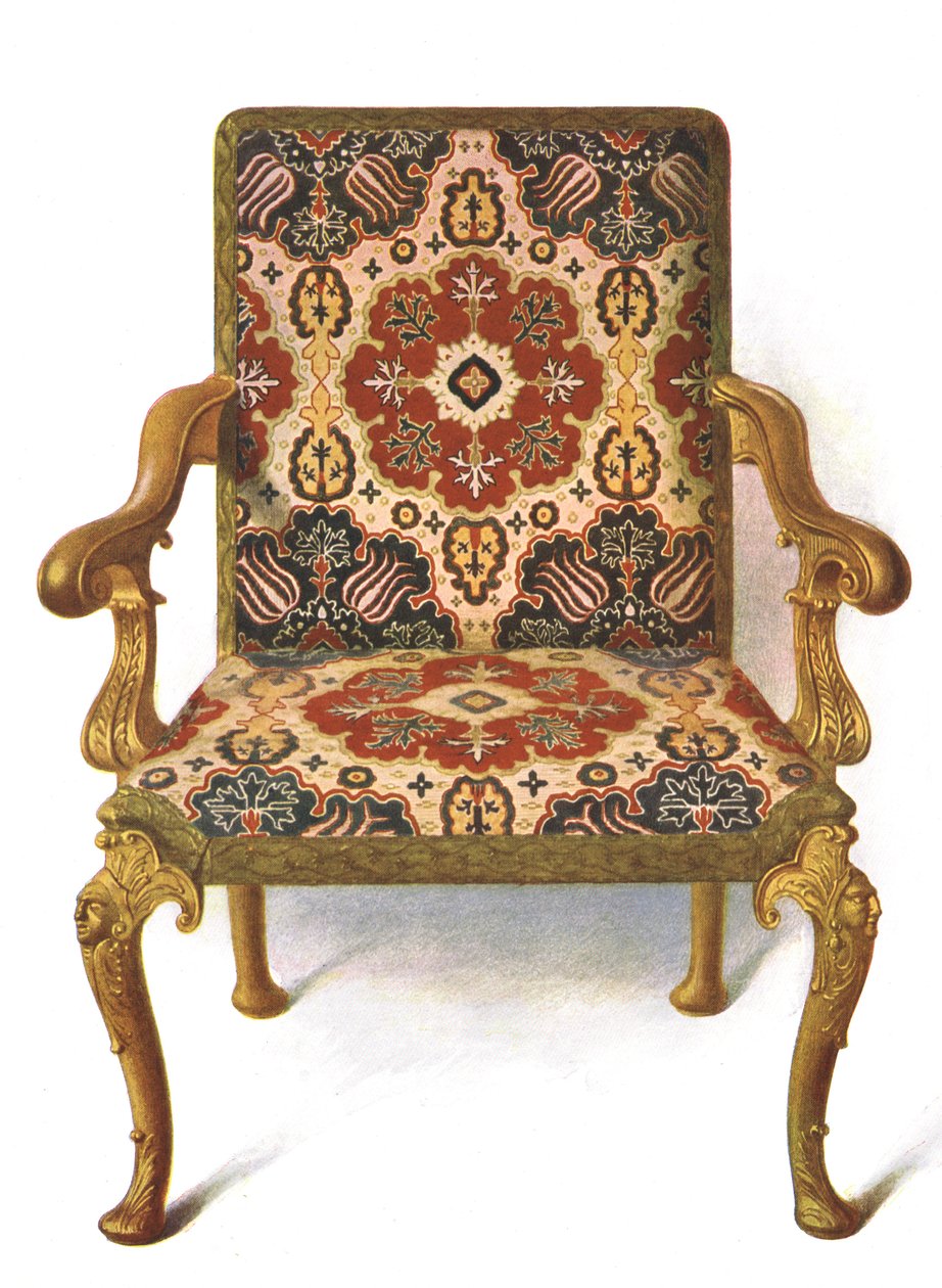 Vergoldeter Stuhl mit Stickerei, 1906 von Shirley Charles Llewellyn Slocombe