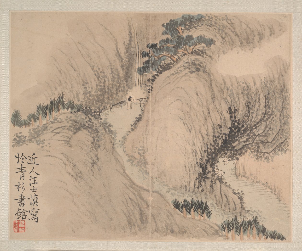 Landschaften und Blumen, datiert 1745 von Shishen Wang