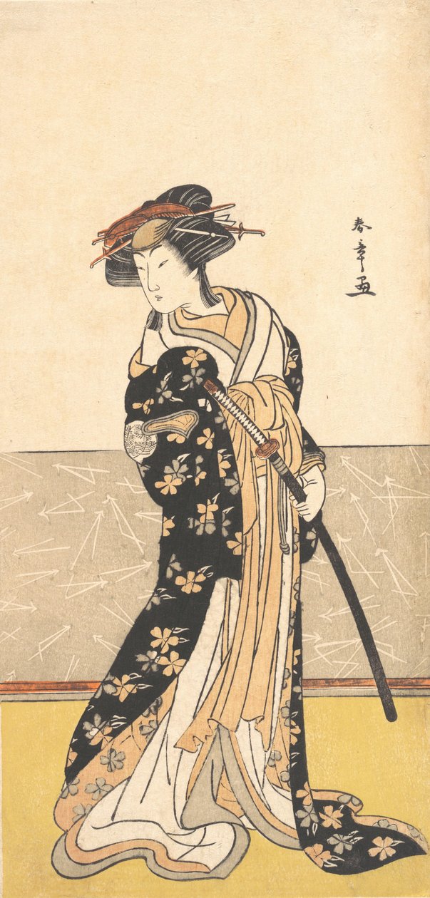 Der Schauspieler Nakamura Riko als Kurtisane mit einem Schwert von Shunsho