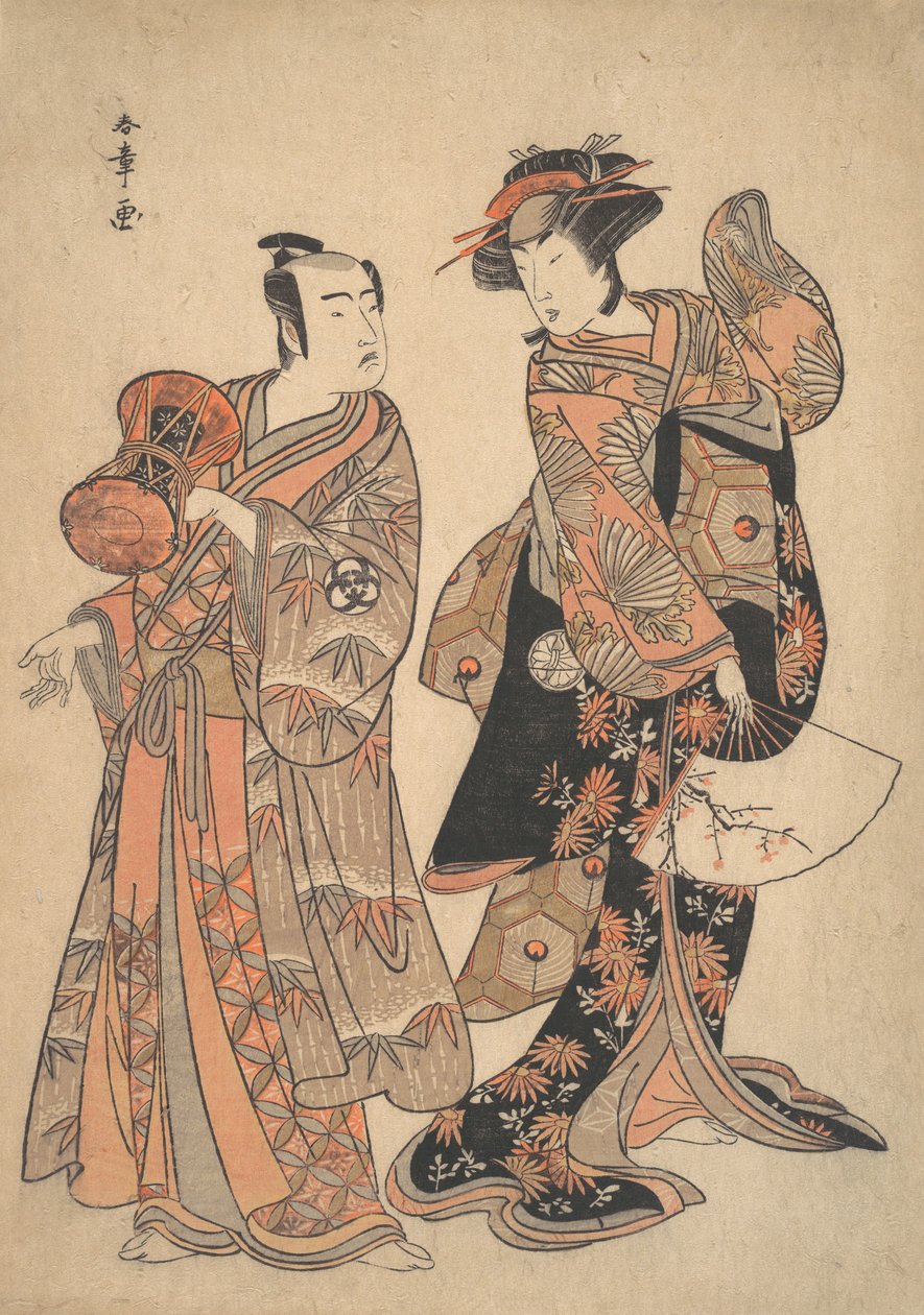 Der dritte Segawa Kikunojo als Ochiyo und Bando Mitsugoro als Hanbei, 5. Monat, 1781 von Shunsho