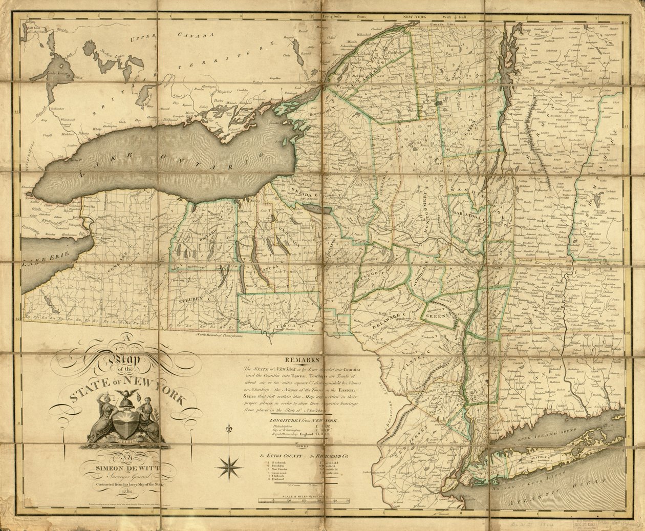 Karte des Staates New York von Simeon De Witt